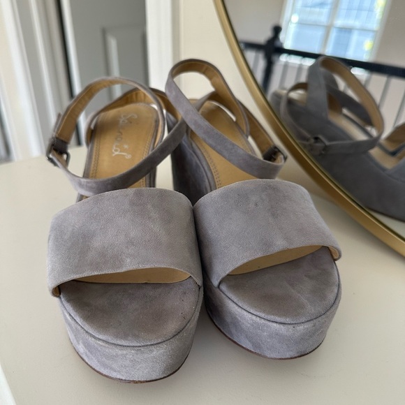 Splendid Felix Grey Suede Platform Wedges Sandals - Picture 6 of 7